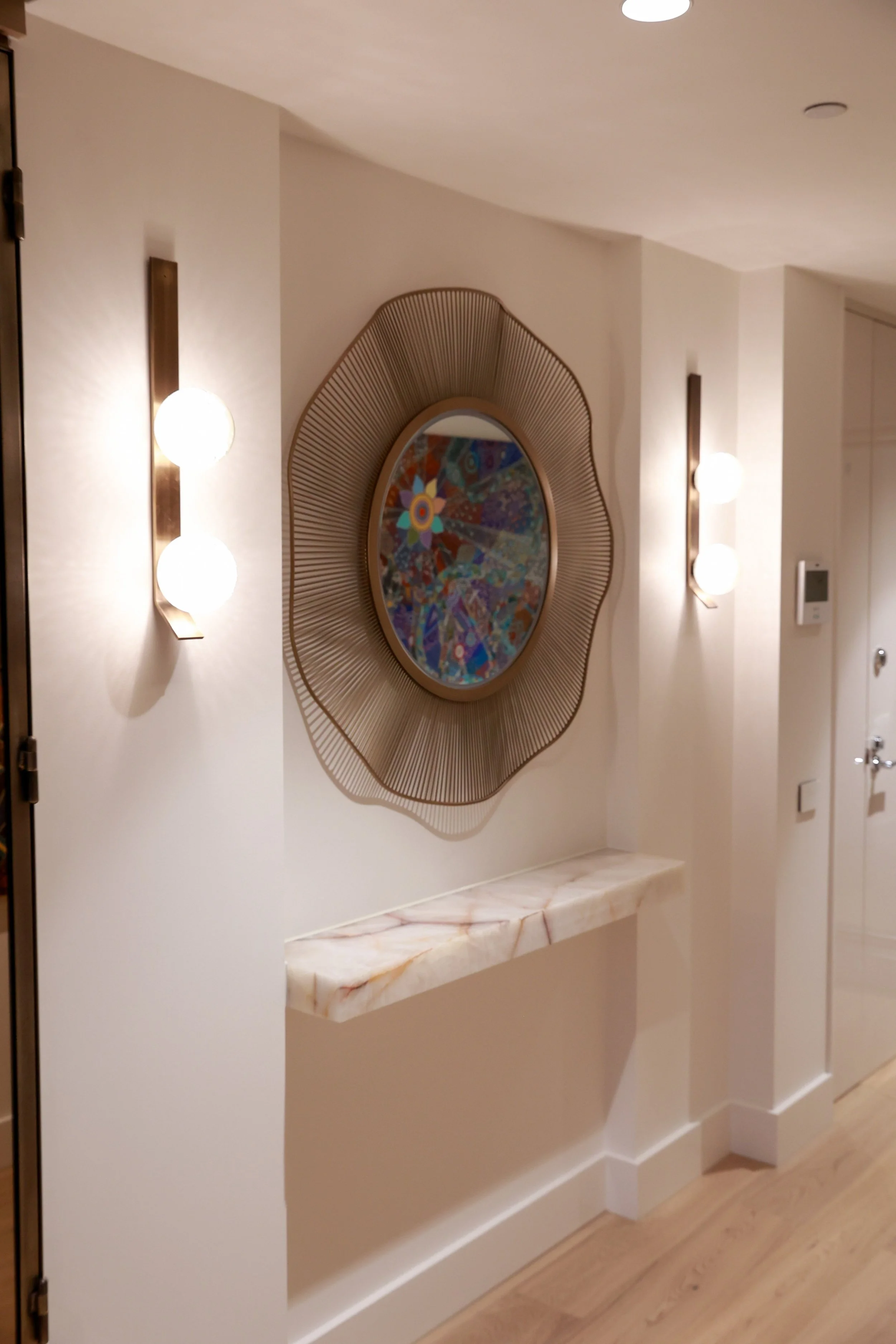 Bathroom shower with frameless screen