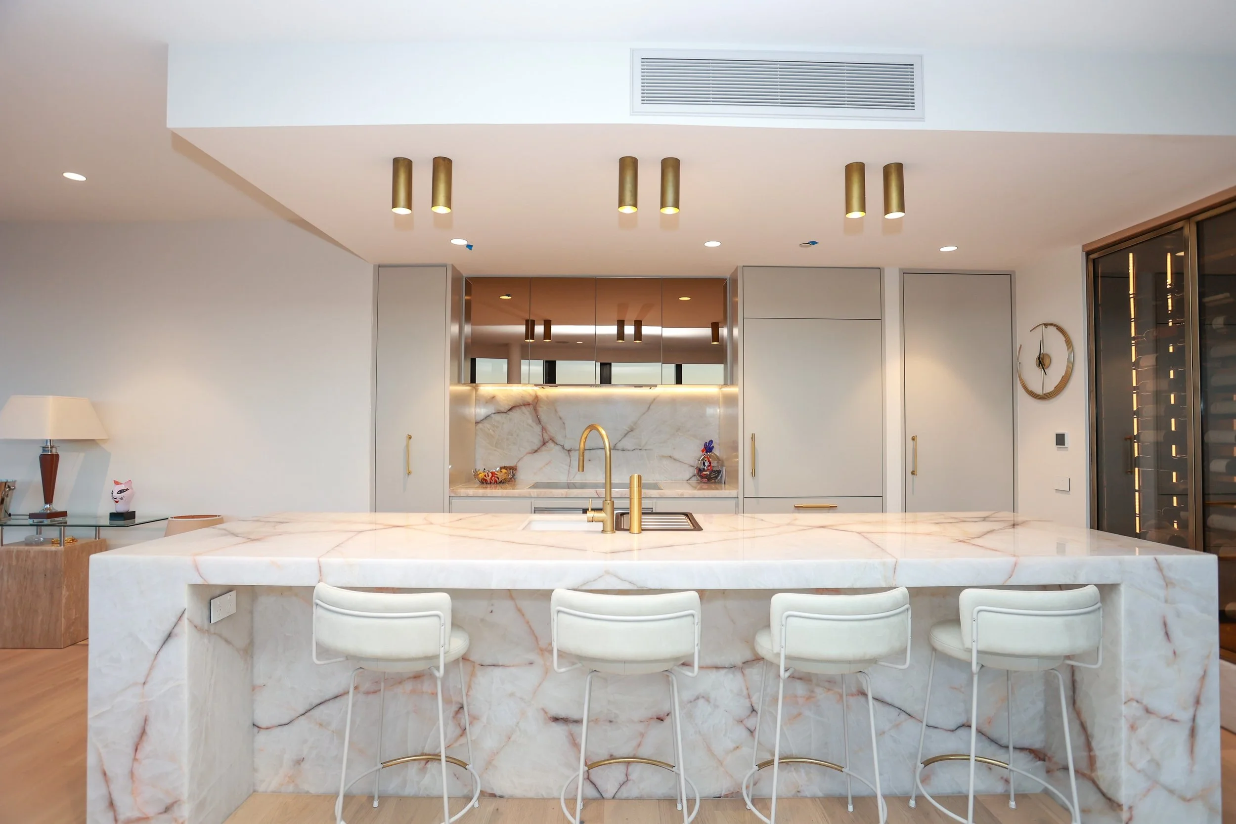 Interior corridor with light timber floor